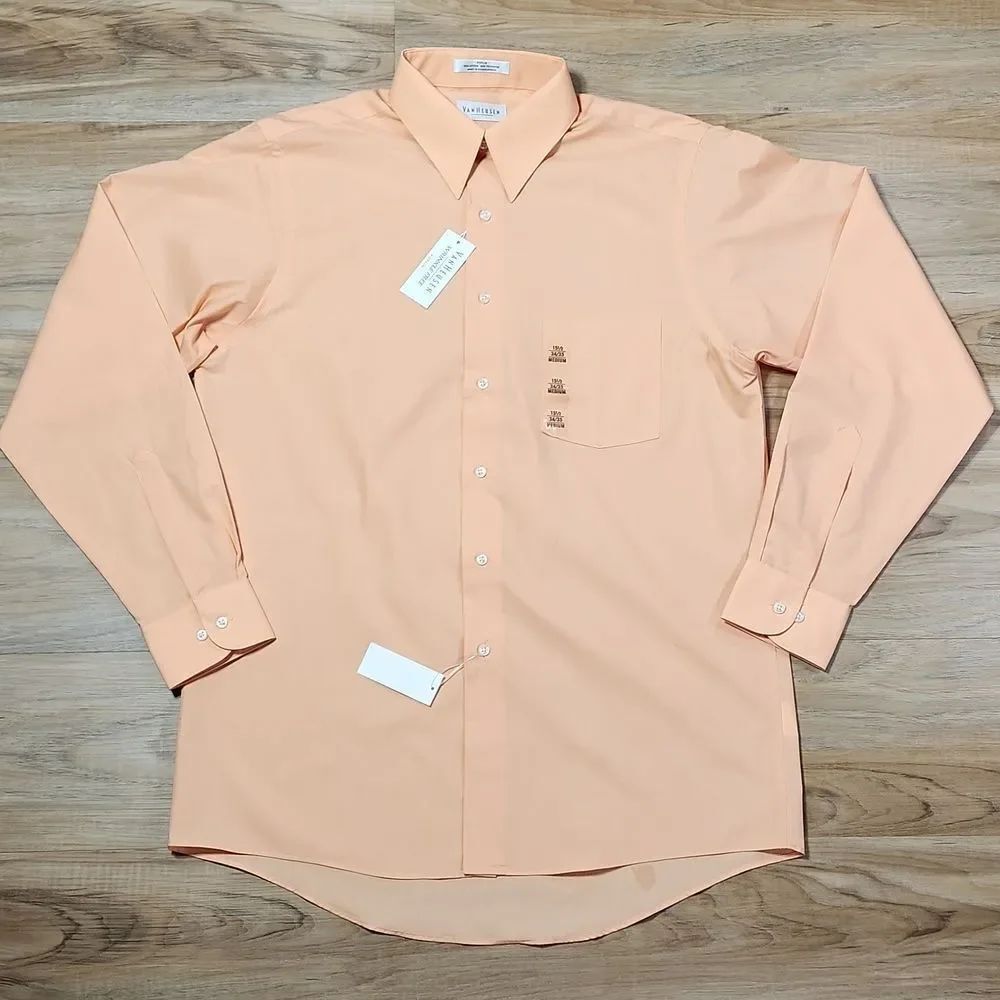 🔹️NWT Van Heusen Mango Button Wrinkle Free Long Sleeve Shirt Medium